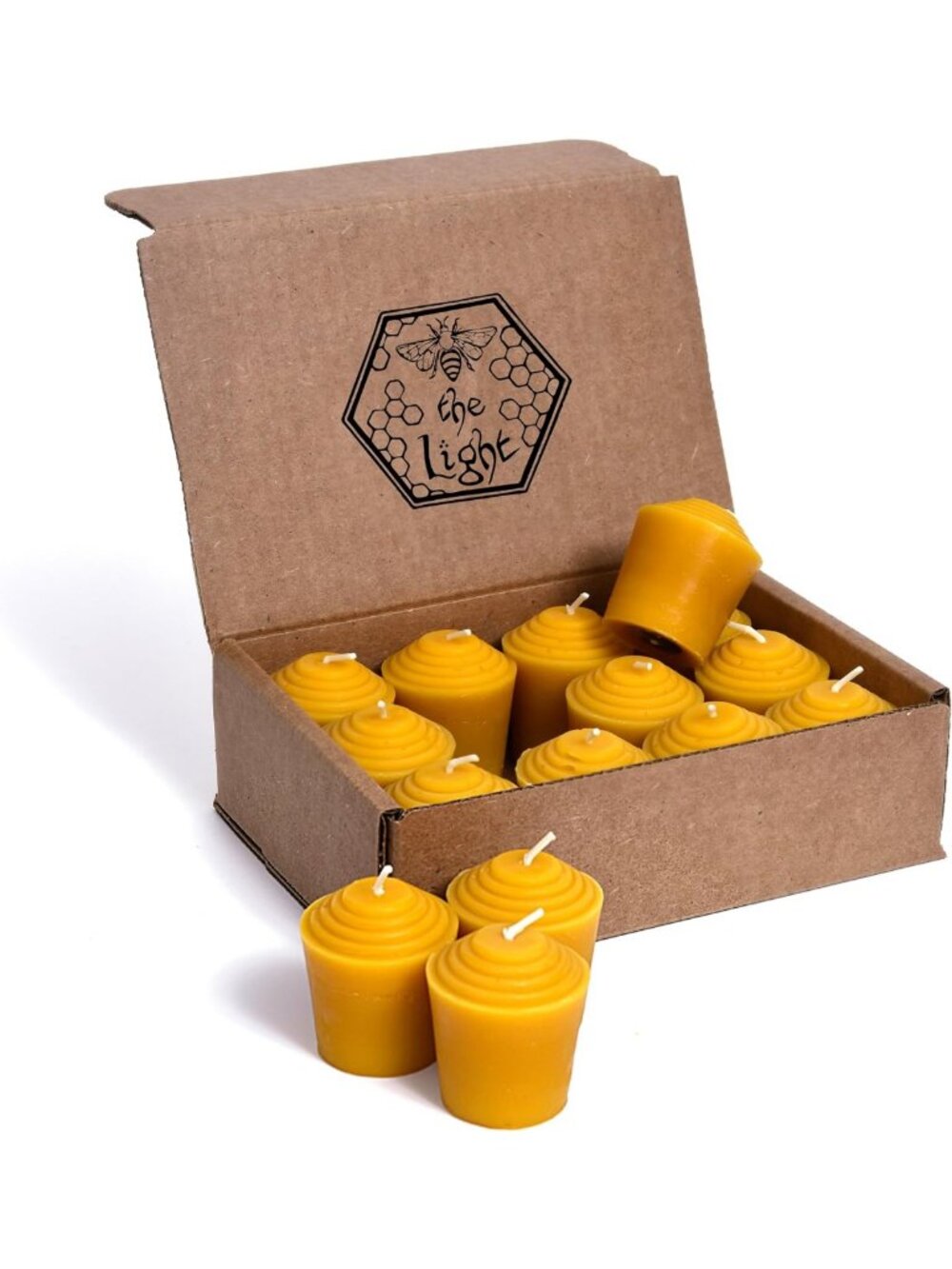 Handmade 100% Pure Beeswax Votive Candles Set - Smokeless, Unscented, Natural
